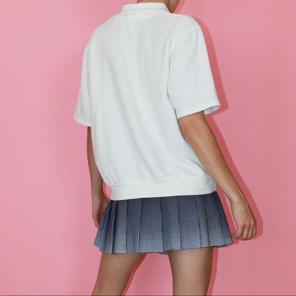 VTG 90s Waffle-Knit Embroidered Graphic Polo Shirt - Picture 6 of 11